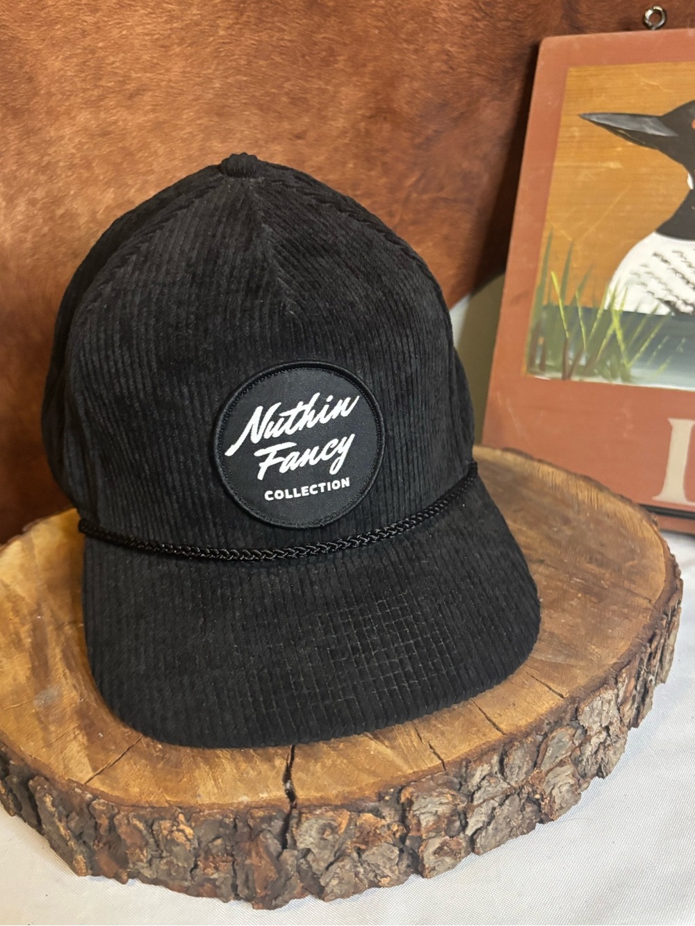 Nuthin Fancy Collection Corduroy Hat | Black Rope Snapback Vintage Style Cap